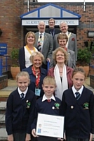 Peter King, Di King, local Rotarians Stuart Sawle, Janice Sawle, Sue Furby and Jean Nott, with Rota Kids Louise Woodhouse, Jake Neate and Millie Blackwell - 29 September 2014